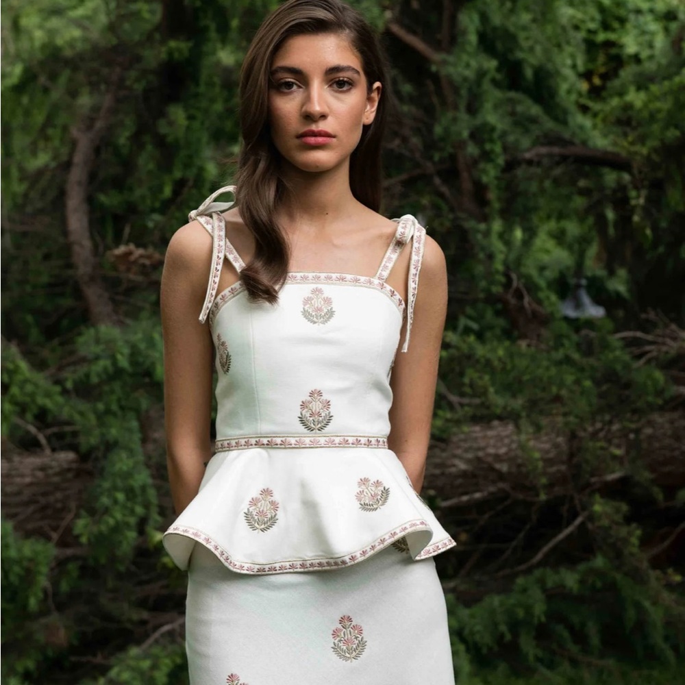 Rosewater House Mina Top & Skirt Set - White - Size M/L